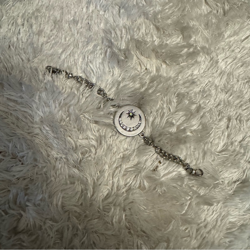 VANESSA MOONEY SILVER CRESCENT MOON OPAL BRACELET